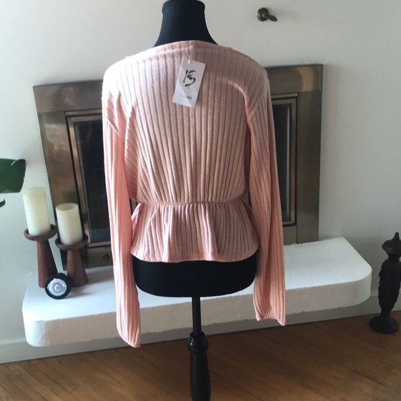 NWT BUSEM Faux Wrap Soft Tulip Waist Sweater Top - Picture 3 of 8